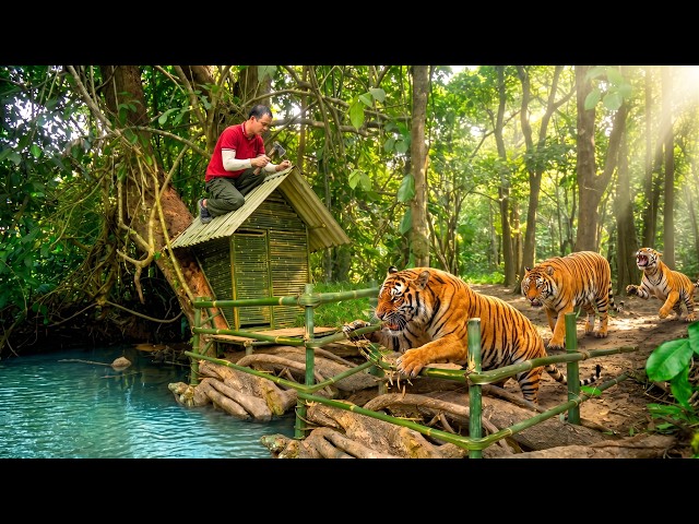 100 Days to Build a Discreet Bamboo Treehouse to Survive in WildLife
