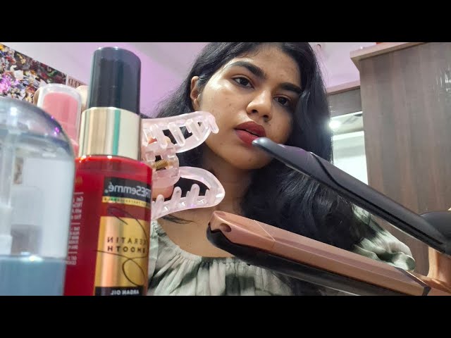 Straightening and curling your hair with curling iron asmr rp (softspoken &no layered sounds) #asmr 