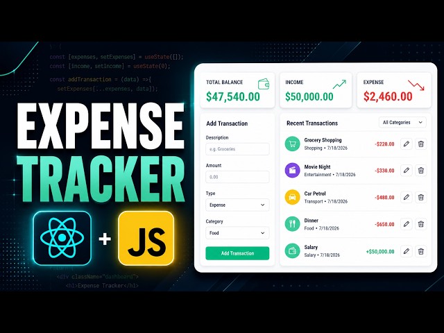 Modern Expense Tracker Using React JS | Responsive UI | Complete Tutorial
