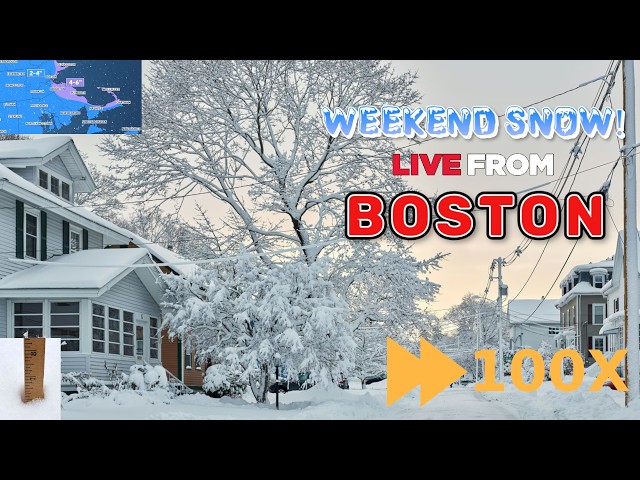 ⏩ Weekend Snow in Boston! 360° 100x Time Lapse of the Live Weather Stream February 6 - 7 2026