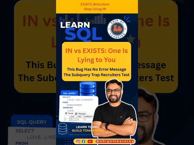 Stop Using IN in SQL Server! EXISTS vs IN Explained With the NULL Trap Nobody Tells You Ever92