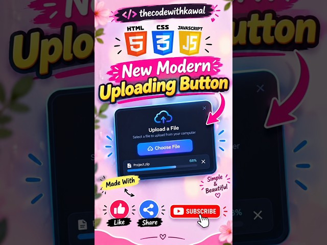 New Modern File Upload Button using HTML, CSS & JavaScript 🔥 | #shorts