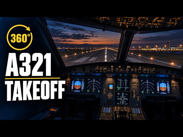 360° Airbus A321 Takeoff from Mineralnye Vody (URMM) | CFM56 Engine Sound