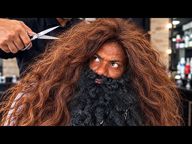 NO JOKE, IS THIS EVEN HUMAN?! Years of Hair and Beard Growth | Homeless Transformation 
