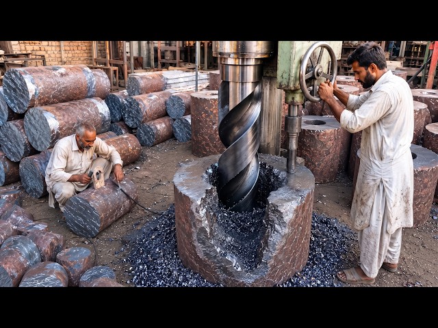 A 100yrs Method of a Pakistani Man Turning a SOLID STEEL BLOCK into a Gear - @hydraulichands