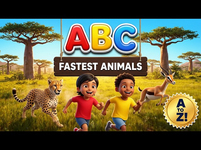 Fastest Animals A to Z 🐆 | ABC Animal Song for Kids | Learn English with Fun ABC World