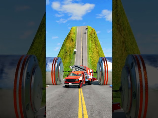 Supercars and Ambulance Van VS Chained Hydraulic Crush in BeamNG.Drive #shorts #beamngdrive #funny