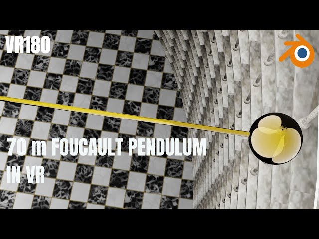 VR180 70 m amplitude Foucault Pendulum. Made in Blender EEVEE.