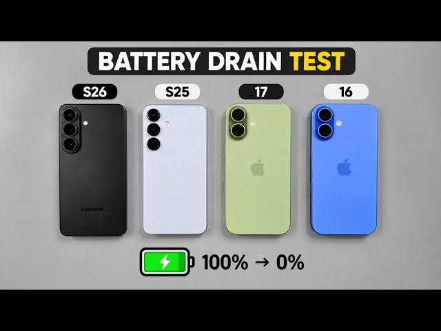 🔥 S26 vs S25 vs iPhone 17 vs iPhone 16 – Which Battery Lasts LONGEST?