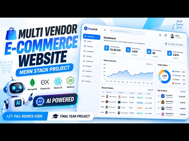 Multi Vendor E-Commerce Website Project in MERN Stack (React JS + Node.js) | AI Powered