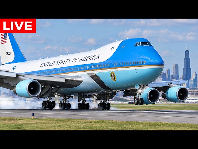 🔴LIVE AIR FORCE ONE LAND & TAKEOFF from BUSY CHICAGO O'HARE AIRPORT | AVGEEK ORD PLANE SPOTTING
