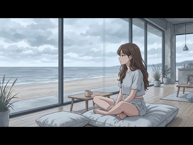 Listening To The Ocean On A Cloudy Day ~ Soft Music To Calm Your Mind