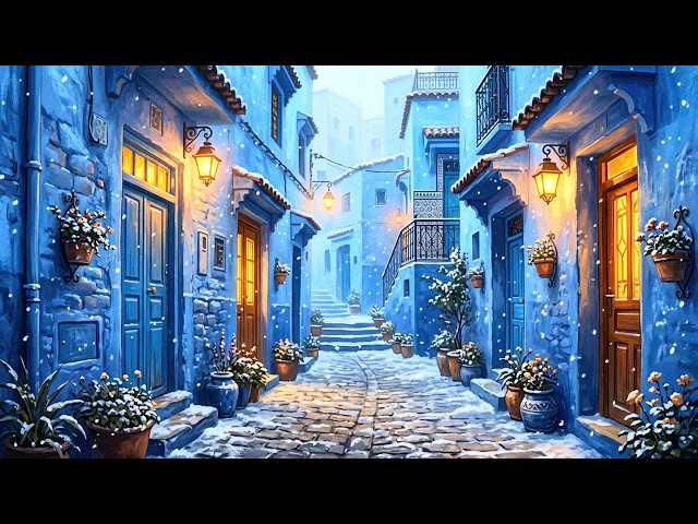 Chefchaouen, Morocco in the Snow ❄️ | 4K Ambient Loop | 1 Hour
