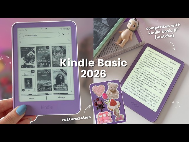 NEW Kindle 12th Gen 2026 (ube) 💜 aesthetic unboxing, 11th Gen & Colorsoft comparison + customization