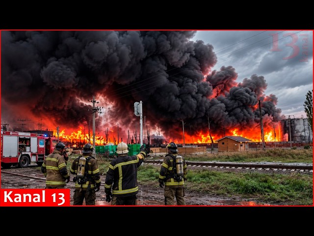 Massive fire erupts at oil facility in Crimea - video