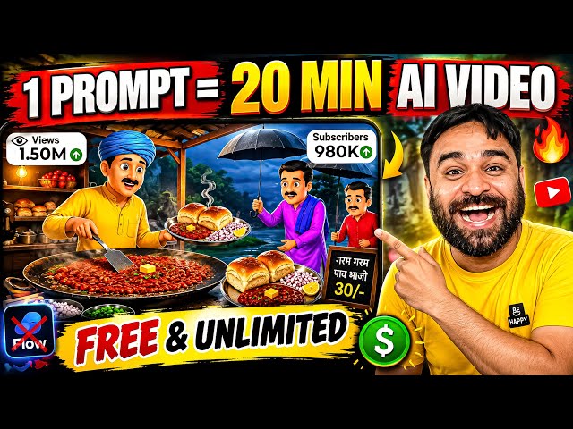 🎬 1 Prompt = 20 Minute Ai Story Video 🤯 | 100% Free Master Prompt Method