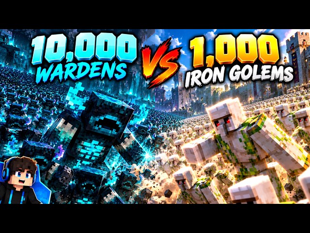 10,000 WARDENS vs 1,000 IRON GOLEMS — THE MOST BRUTAL MINECRAFT BATTLE! 😱
