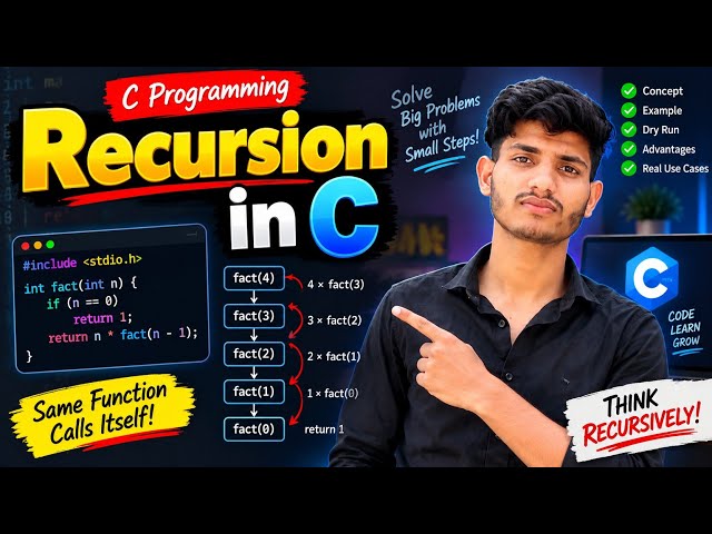 Recursion in C | Recursion Explained with Example | C Programming