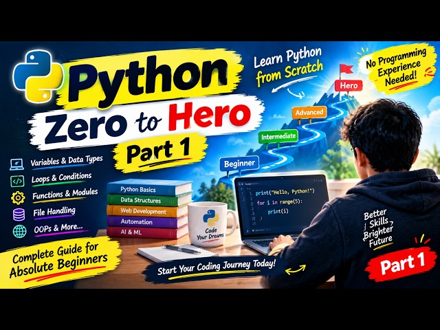 Python Zero to Hero – Part1| Learn Python from Scratch| Absolute Beginner| No Programming Experience