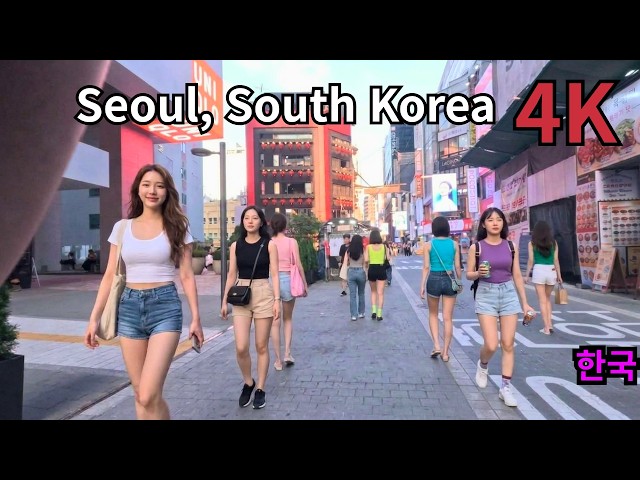 99] Seoul Korea Travel: Myeongdong Night WALK: Seoul Korea Walking Tour[4K] #streetfood #Myeongdong