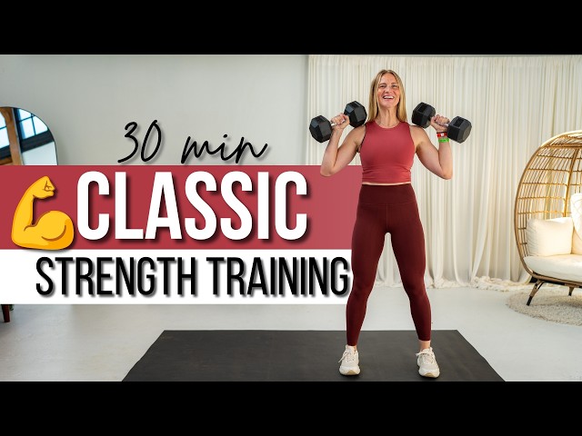 30 min CLASSIC Chest, Back, Shoulders, and Abs Strength Training with Dumbbells