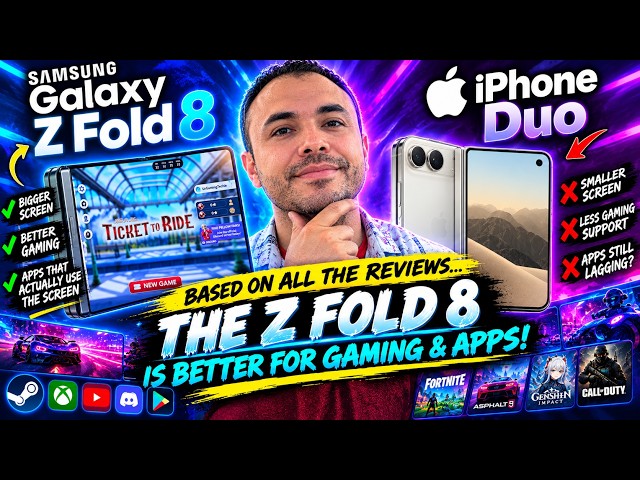iPhone Duo vs Galaxy Z Fold 8: The Fold Is Better for Gaming & Apps? | Non Optimized Apps Look BAD!