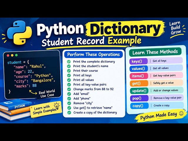 Python Dictionary Made Easy 🐍 | Create, Access, Update & Delete Data | Beginner Tutorial