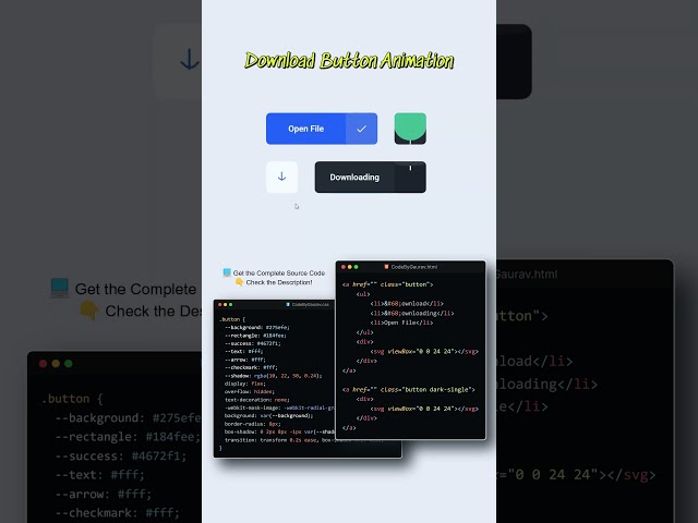 Animated Download Button 🔥 | HTML & CSS #shorts #html #css #javascript