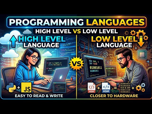 Programming language and it's type high level language and low level language. With easy topics.