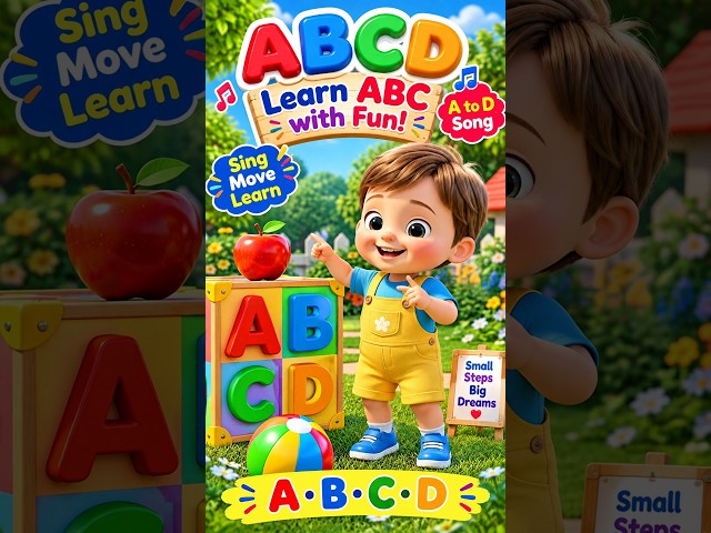 Learn ABC with Fun! 🔤 A to D | Apple, Ball, Cat & Dog | Kids Learning Song #cartoon