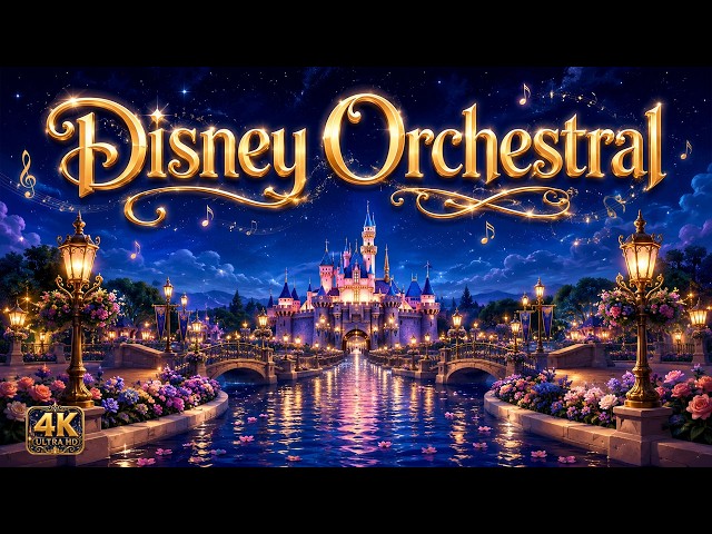 A Magical Disney Night ✨ Disney Orchestral Ambience | Starry Castle Canal for Sleep & Relaxing
