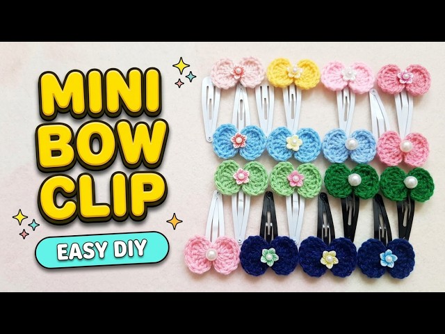 Mini Bow Hair Clip | Easy Crochet Hair Clip Tutorial for Beginners | DIY Cute Bow Clip