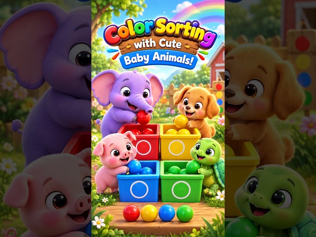 Color Sorting With Cute Baby Animals! Easy Learning For Kids