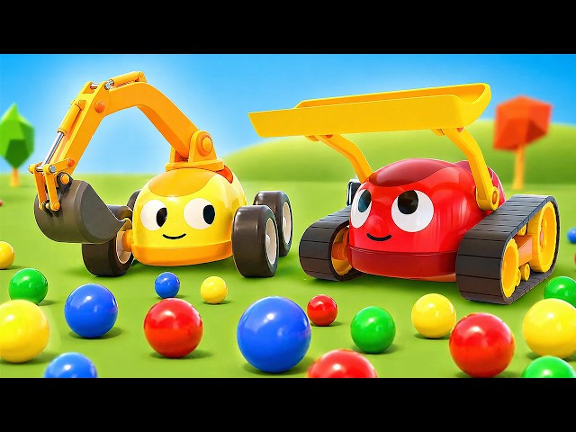 A new race track with a loop-the-loop for cars. Clear the balls from the road.