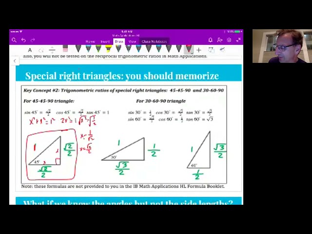 Math Apps HL Unit 3 Video 1: Trigonometry - Introduction and right-triangle trig CW prob 1 (Sec 2.1)