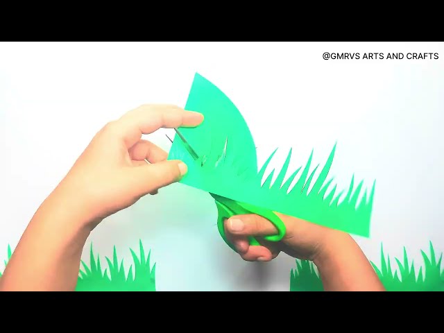 2 - Easy Grass making tutorial using paper |GMRVS ARTS AND CRAFTS|#grass #papergrass