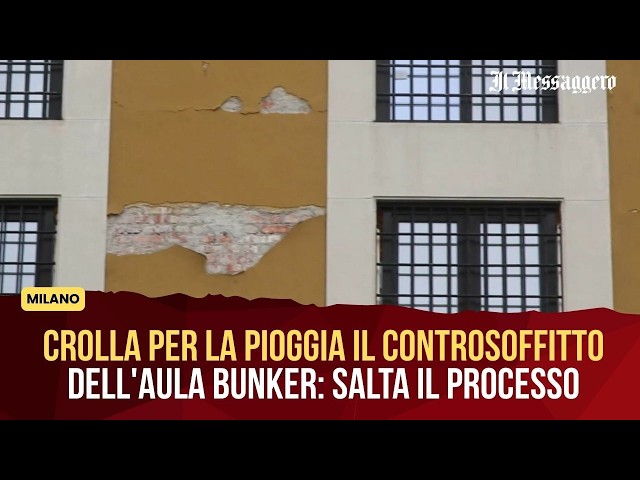 Crolla per la pioggia il controsoffitto dell'aula bunker a Milano: salta il processo