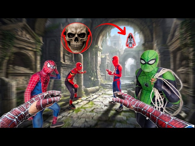 Team Spider-Man Battles SKELETON Serbian Dancing at an Ancient Tomb ( Action POV )