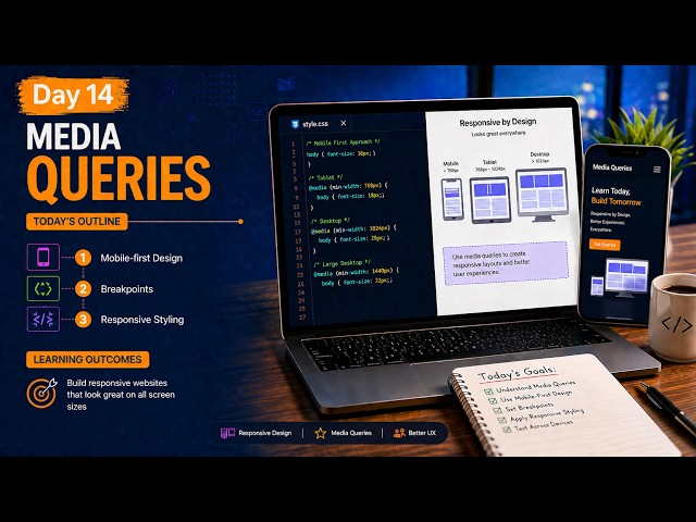Day 14 | CSS Media Queries Explained | Mobile-First Responsive Design | CSS Course 2026
