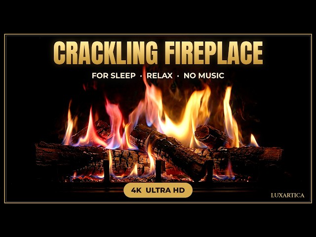 Cozy Fireplace 4K 🔥 Crackling Fire Sounds for Sleep & Relaxation | 10 Hours, No Music