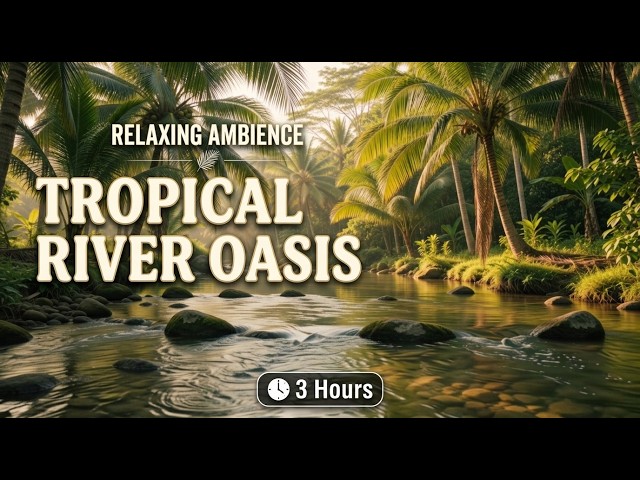 3 Hours Tropical River Oasis Ambience | 8K Ultra HD Seamless Loop for Relaxation, Study & Sleep