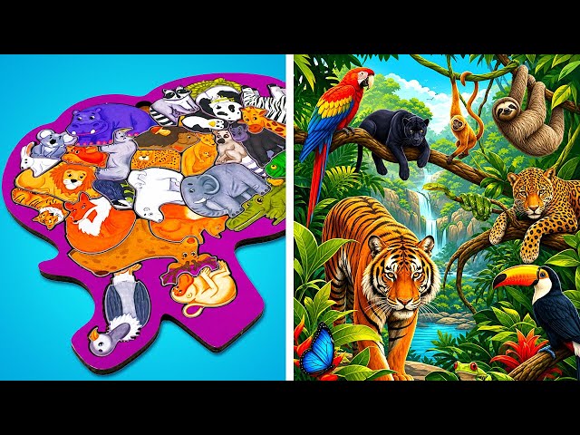 Wooden Animal Puzzles, Toy Keys & Cutting Vegetables Compilation 🧩🦁