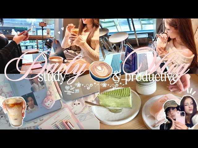 Study vlog 🍰 face reveal, studying & productive days, cafe hopping with friends, lots of coffee etc