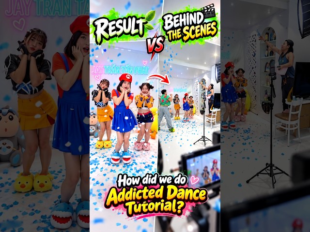 “How did we do Addicted Dance Tutorial?”🥰 #behindthescenes #dance #cosplay #kpopdemonhunters #mario
