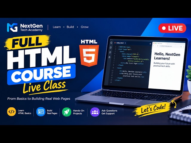 HTML Full Course for Beginners | Learn HTML from Scratch (Live Class)