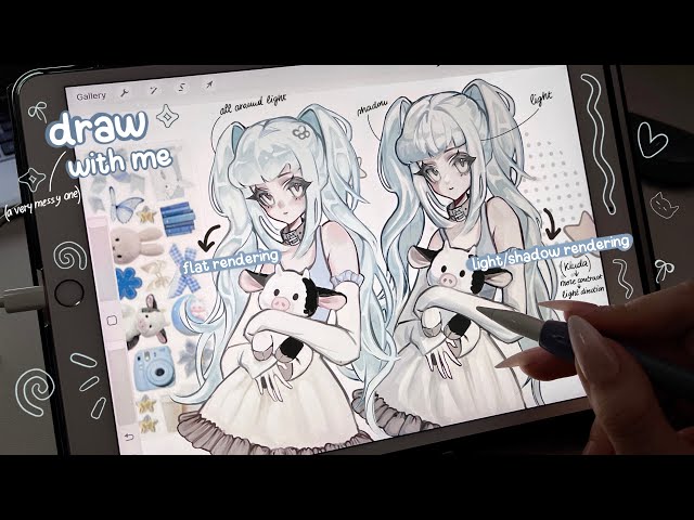 my drawing process .ᐟ ⋆୨୧˚ rendering / artstyle thoughts [ procreate, ipad asmr + soft music ]