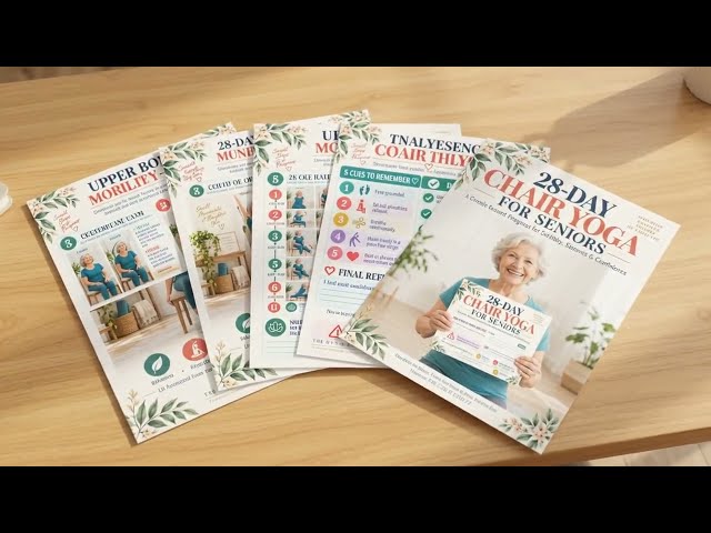 28 Day Chair Yoga for Seniors Printable, Seated Exercise Guide, Gentle Senior Workout Plan,