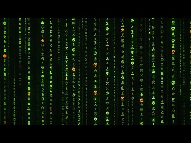 Halloween Matrix Digital Rain | 2 Hour Seamless Loop | Window Projection & TV Screensaver