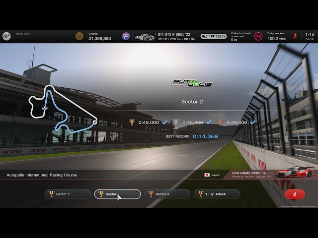 GT7 - Autopolis International Racing Circuit - Sector 2 - Nissan GT-R NISMO GT500 '16 - 🏆