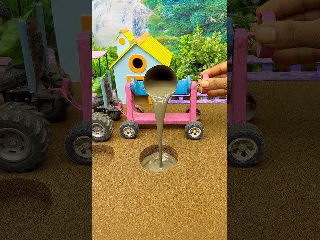 😱 Real Working Mini Tractor Making Cement Pillar | Amazing DIY Construction Machine 🚜 #shorts